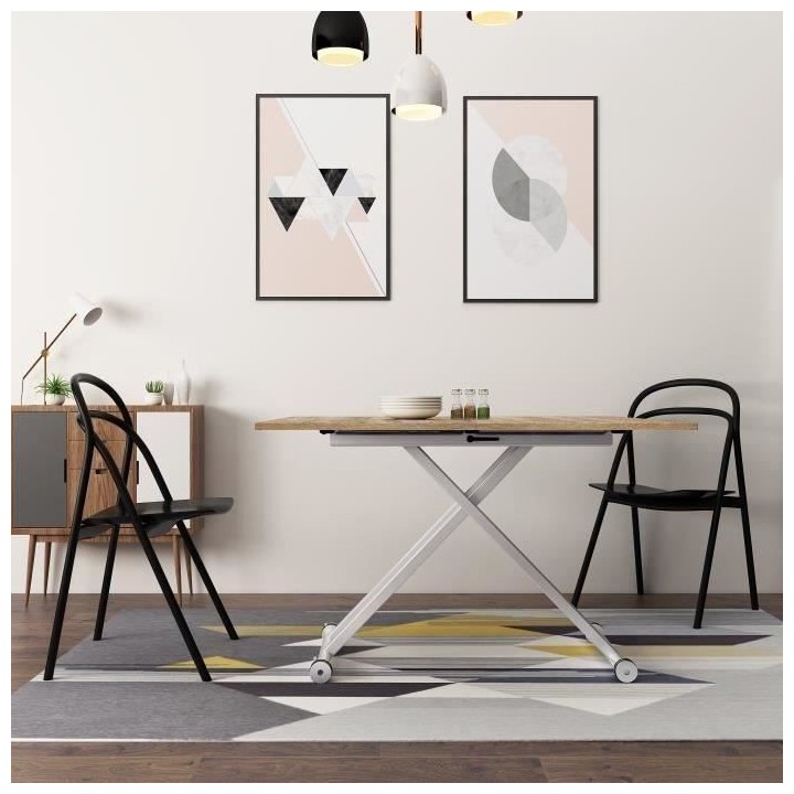 Table Basse Extensible - Chene - Relevable - 100 x 57/114 x 40/75 cm -