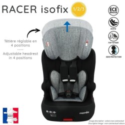 Siege auto NANIA RACER - Isofix - Groupe 1/2/3 (9-36Kg) - Tetiere réglable en hauteur - Access rouge - Fabriqué en France