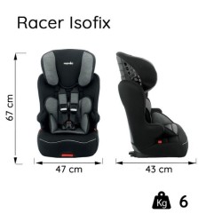 Siege auto NANIA RACER - Isofix - Groupe 1/2/3 (9-36Kg) - Tetiere réglable en hauteur - Access rouge - Fabriqué en France