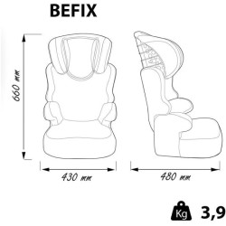 Rehausseur NANIA BEFIX - Groupe 2/3 (15-36 Kg) - Tetiere réglable en hauteur - 4 étoiles ADAC - Access rouge - Fabriqué en Fr