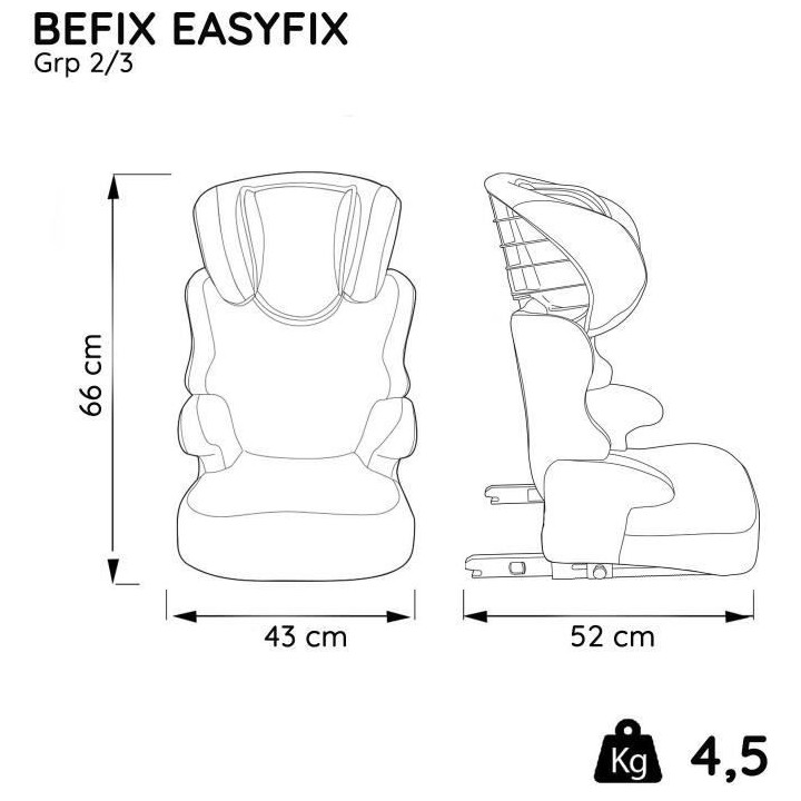 Rehausseur NANIA BEFIX - Isofix - Groupe 2/3 (15-36Kg) - Avec dossier