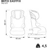 Rehausseur NANIA BEFIX - Isofix - Groupe 2/3 (15-36Kg) - Avec dossier - Tetiere réglable en hauteur -Access gris -Fabriqué en