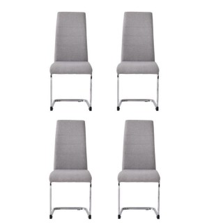 JANE Lot de 4 chaises - Tissu gris - Pied chromé - L 42 x P 56 x H 99