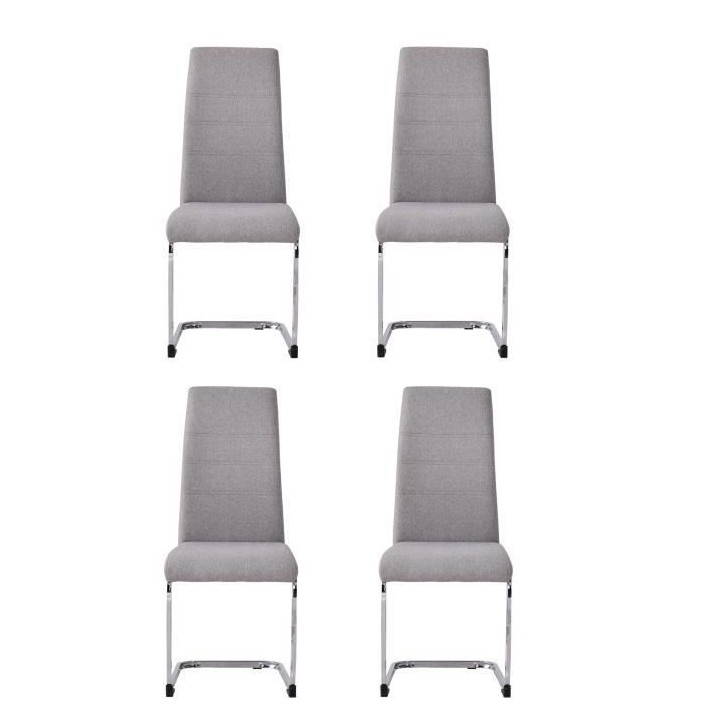 JANE Lot de 4 chaises - Tissu gris - Pied chromé - L 42 x P 56 x H 99