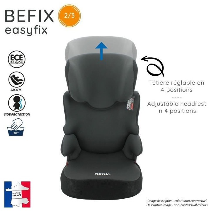 Rehausseur NANIA BEFIX - Isofix - Groupe 2/3 (15-36Kg) - Avec dossier