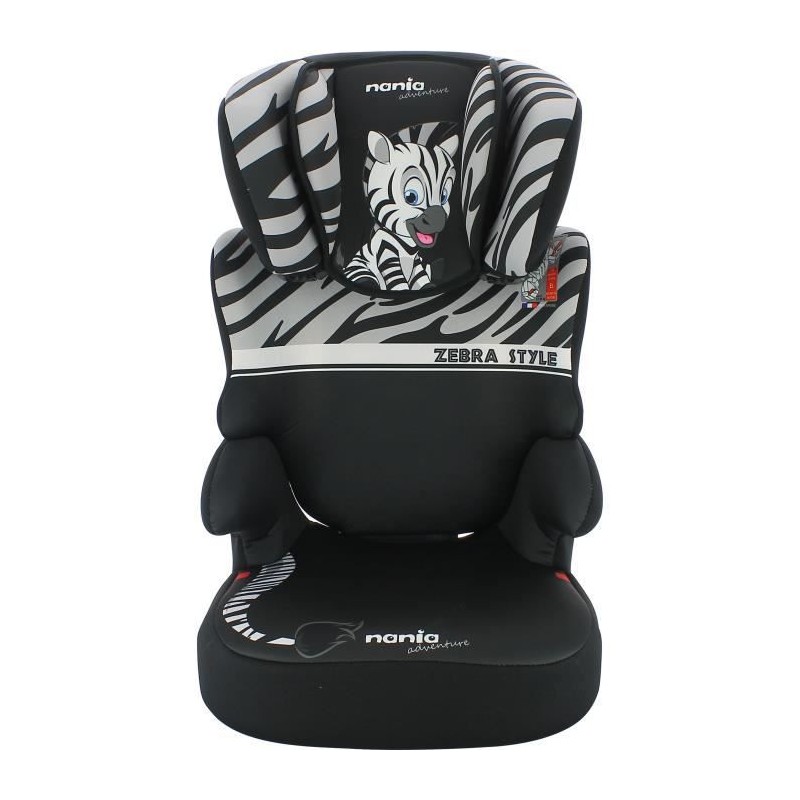 Rehausseur NANIA BEFIX - Isofix - Groupe 2/3 (15-36Kg) - Avec dossier - Tetiere réglable en hauteur - Zebre - Fabriqué en Fran