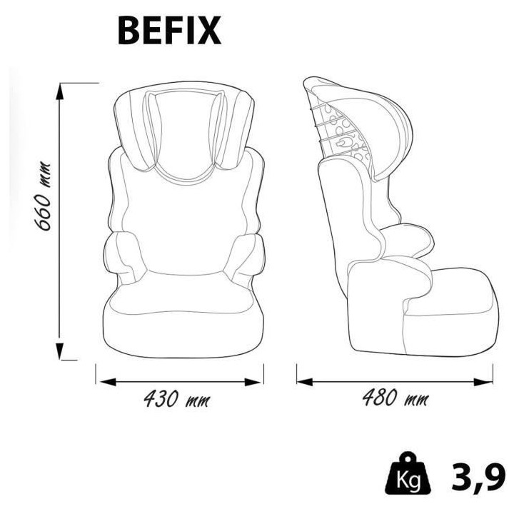 Rehausseur NANIA BEFIX - Isofix - Groupe 2/3 (15-36Kg) - Avec dossier