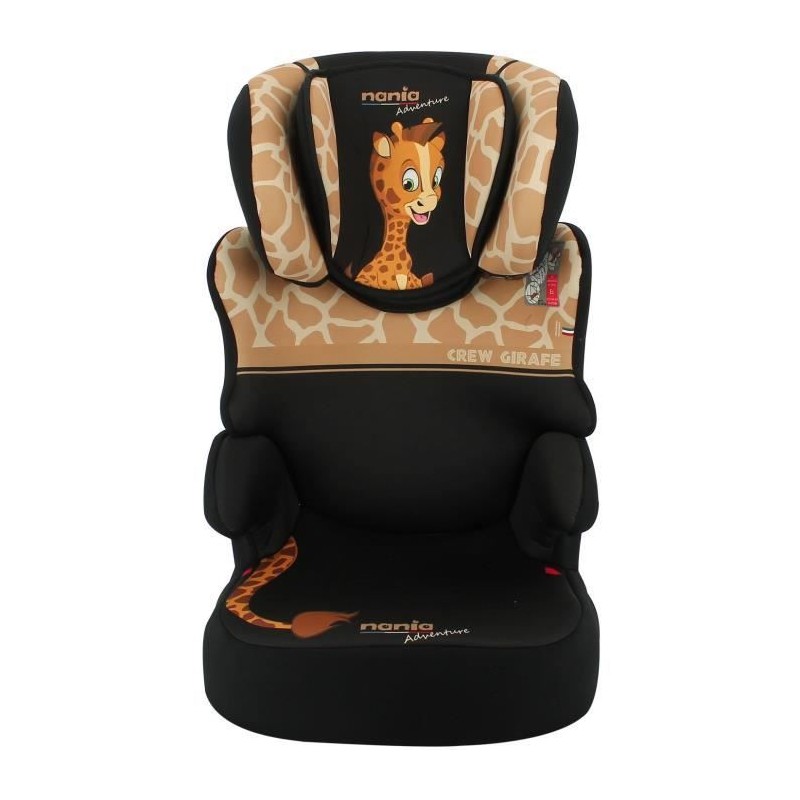 Rehausseur NANIA BEFIX - Isofix - Groupe 2/3 (15-36Kg) - Avec dossier - Tetiere réglable en hauteur - Girafe - Fabriqué en Fra