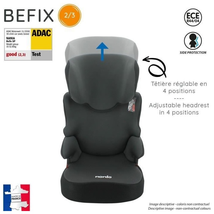 Rehausseur NANIA BEFIX - Isofix - Groupe 2/3 (15-36Kg) - Avec dossier