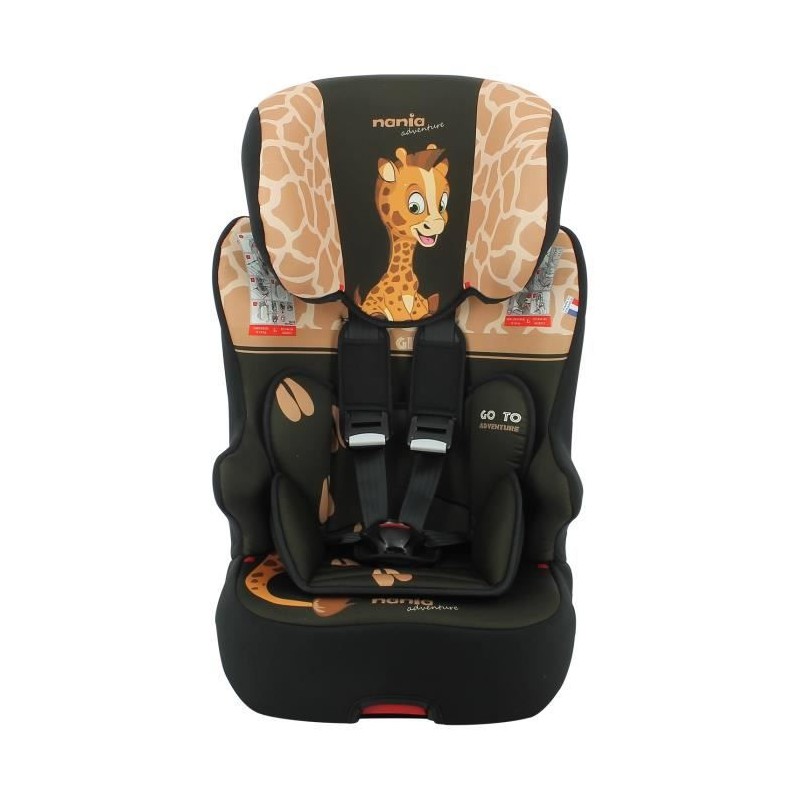 Siege auto NANIA RACER - Isofix - Groupe 1/2/3 (9-36Kg) - Tetiere réglable en hauteur - Girafe - Fabriqué en France