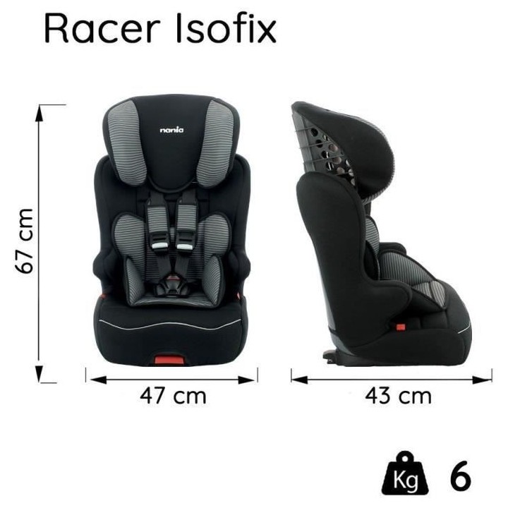 Siege auto NANIA RACER - Isofix - Groupe 1/2/3 (9-36Kg) - Tetiere rég