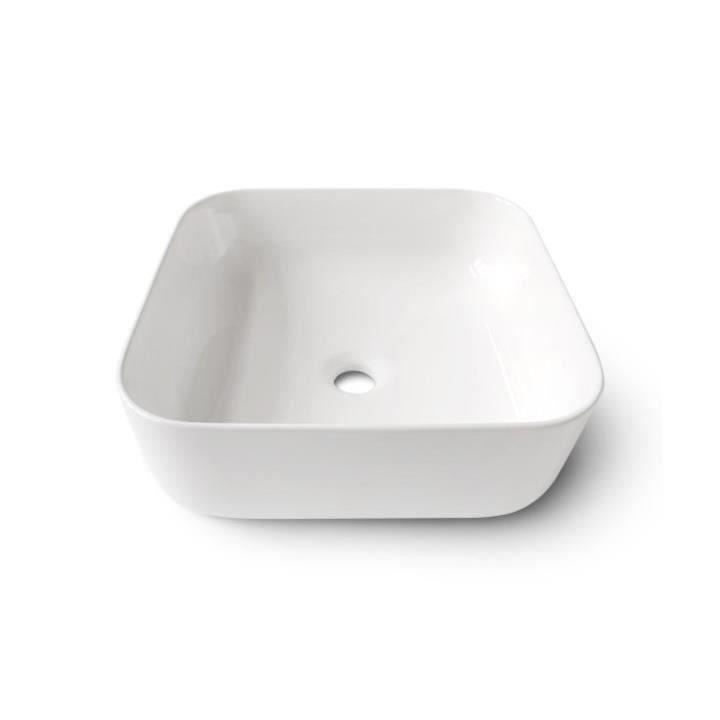 Vasque a poser en céramique forme carrée OCEANIC - 39,5x39,5x14 cm L