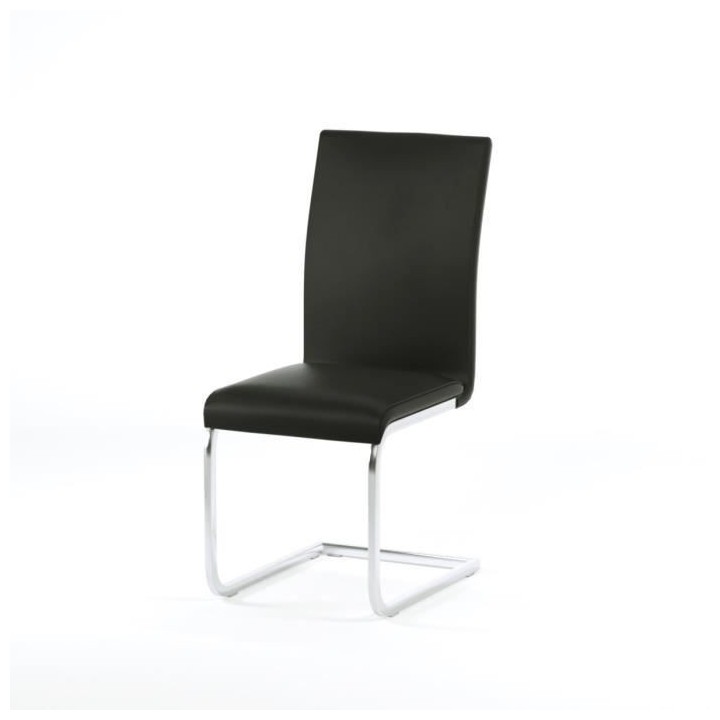 LEA Lot de 2 chaises de salle a manger - Simili noir - Contemporain -