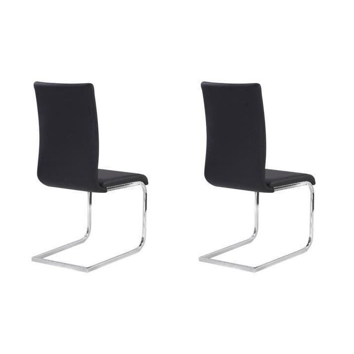 LEA Lot de 2 chaises de salle a manger - Simili noir - Contemporain -