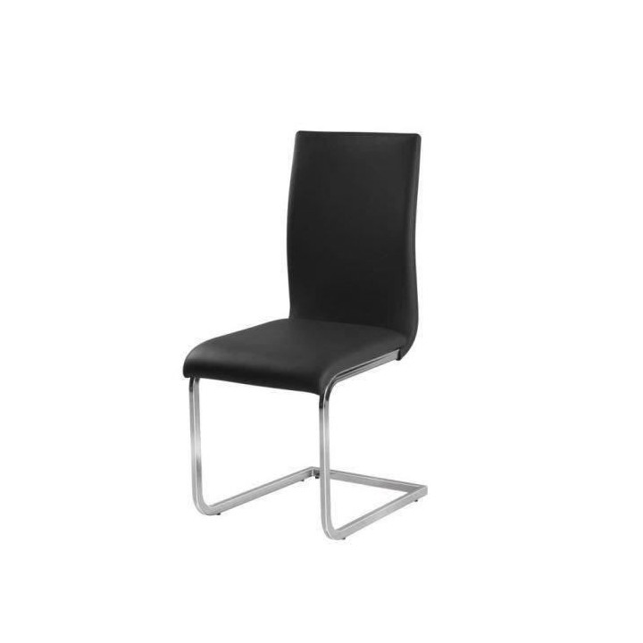 LEA Lot de 2 chaises de salle a manger - Simili noir - Contemporain -