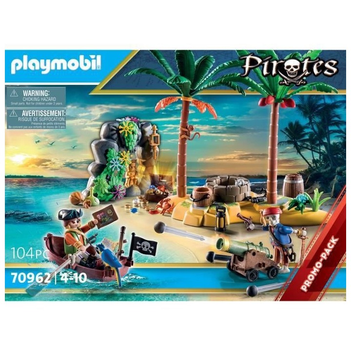 PLAYMOBIL - 70962 - Pirate - Ilôt des pirates - Aventure île au tré
