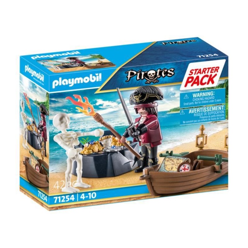 PLAYMOBIL - 71254 - Les Pirates - Starter Pack Pirate et barque