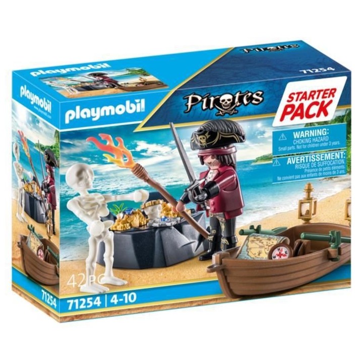 PLAYMOBIL - 71254 - Les Pirates - Starter Pack Pirate et barque