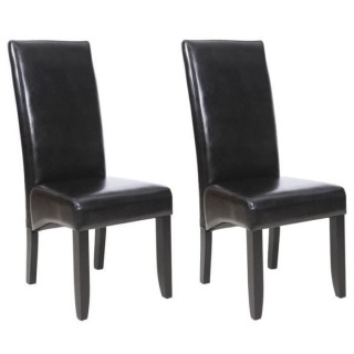 CUBA Lot de 2 chaises de salle a manger - Simili noir- Style contempor