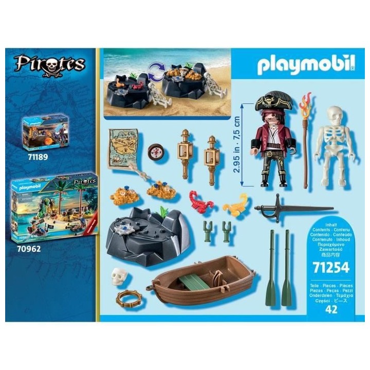 PLAYMOBIL - 71254 - Les Pirates - Starter Pack Pirate et barque
