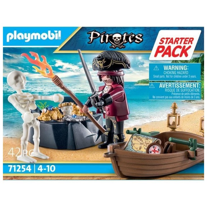 PLAYMOBIL - 71254 - Les Pirates - Starter Pack Pirate et barque