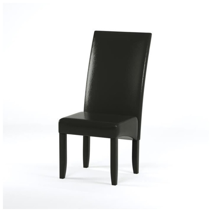 CUBA Lot de 2 chaises de salle a manger - Simili noir- Style contempor