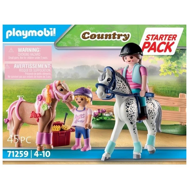PLAYMOBIL - 71259 - Country - Starter Pack - Cavaliers et chevaux