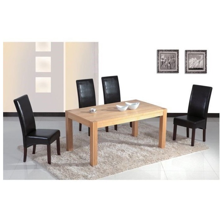 CUBA Lot de 2 chaises de salle a manger - Simili noir- Style contempor