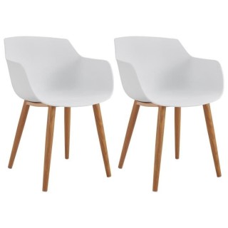 THEA Lot de 2 chaises de salle a manger - Style scandinave - Blanc - L