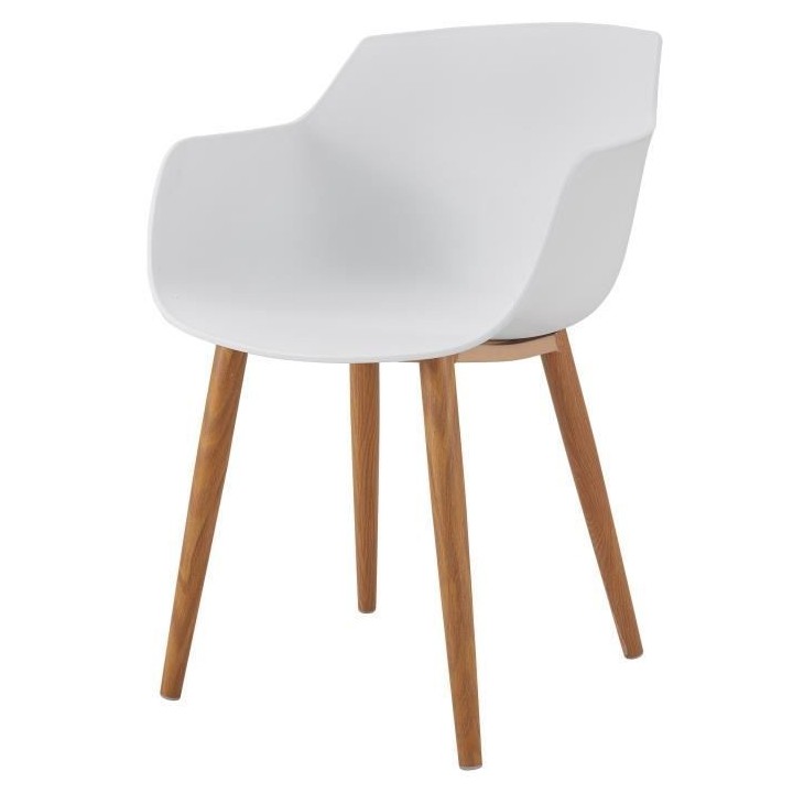 THEA Lot de 2 chaises de salle a manger - Style scandinave - Blanc - L