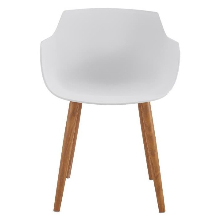 THEA Lot de 2 chaises de salle a manger - Style scandinave - Blanc - L