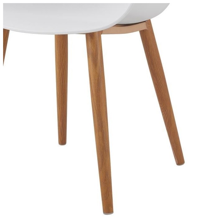 THEA Lot de 2 chaises de salle a manger - Style scandinave - Blanc - L