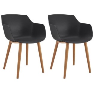 THEA Lot de 2 chaises de salle a manger - Style scandinave - Noir - L