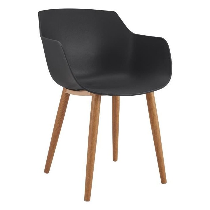 THEA Lot de 2 chaises de salle a manger - Style scandinave - Noir - L