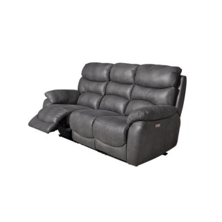 Canapé 3 places relaxation électrique - Tissu gris - L 204 x P 92 x