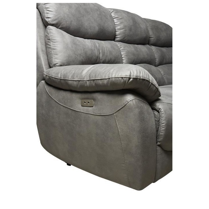 Canapé 3 places relaxation électrique - Tissu gris - L 204 x P 92 x