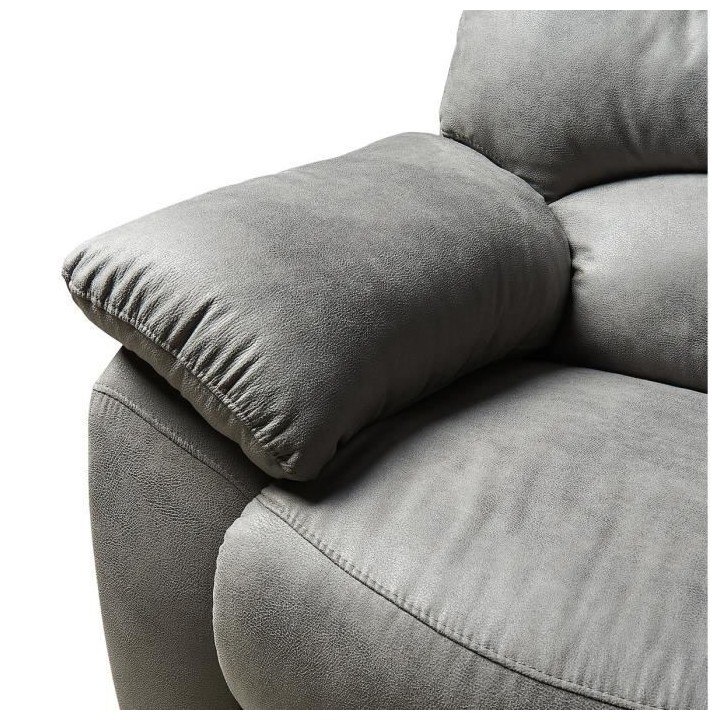 Canapé 3 places relaxation électrique - Tissu gris - L 204 x P 92 x