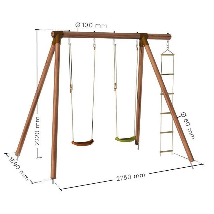 Balançoire Portique ARTHUR - Soulet - 2.22m avec échelle et pate de