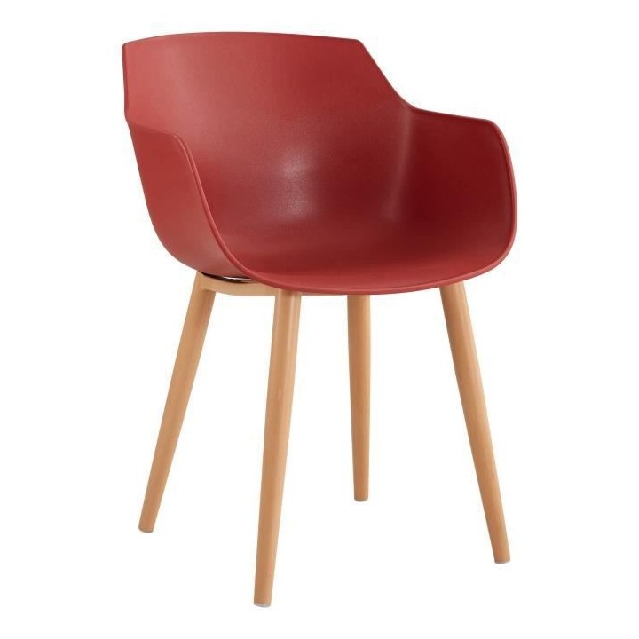 THEA Lot de 2 chaises de salle a manger - Style scandinave - Rouge ter