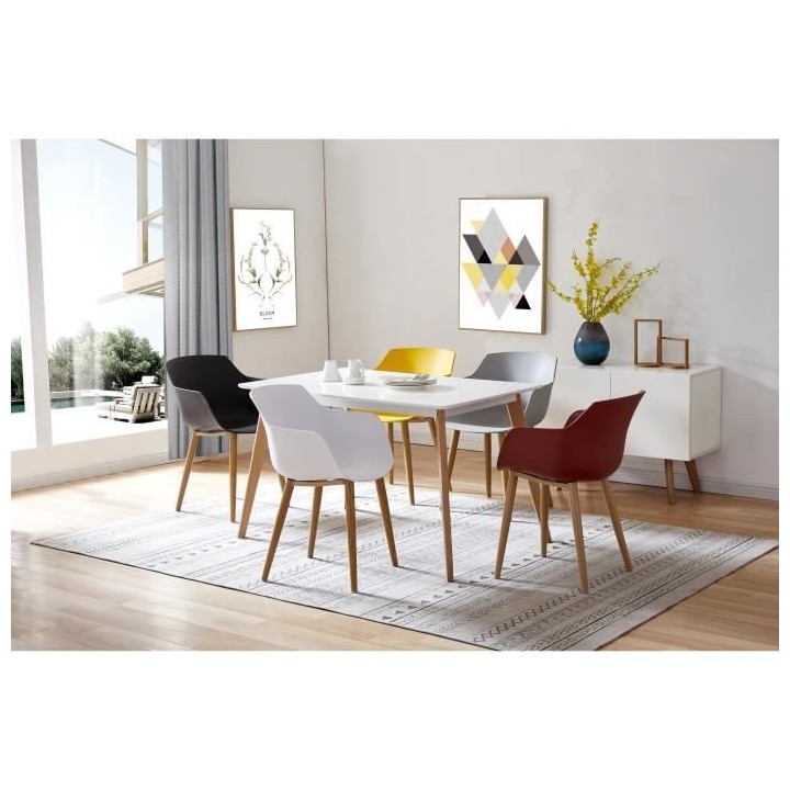 THEA Lot de 2 chaises de salle a manger - Style scandinave - Rouge ter