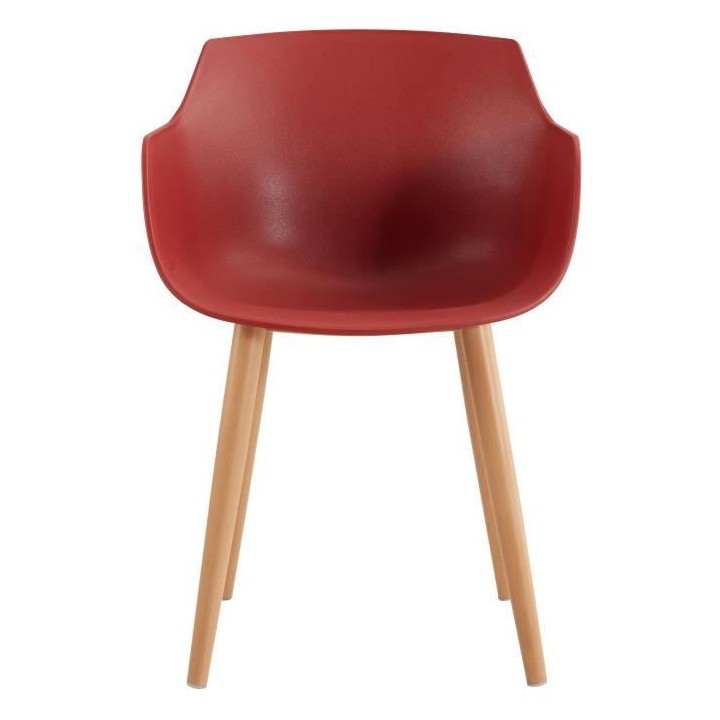 THEA Lot de 2 chaises de salle a manger - Style scandinave - Rouge ter