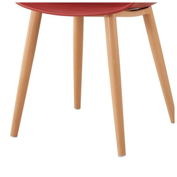 THEA Lot de 2 chaises de salle a manger - Style scandinave - Rouge ter