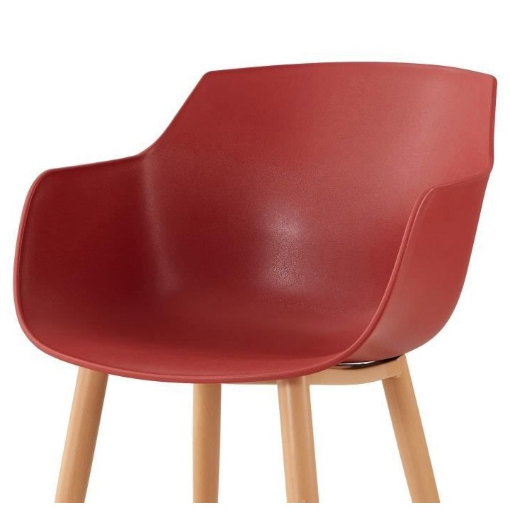 THEA Lot de 2 chaises de salle a manger - Style scandinave - Rouge ter
