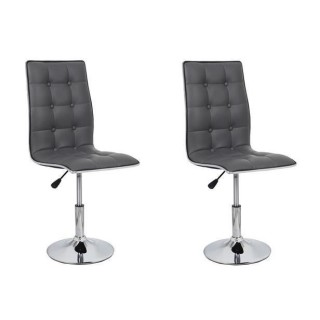 LEAF Lot de 2 chaises de salle a manger - Simili gris - Contemporain -