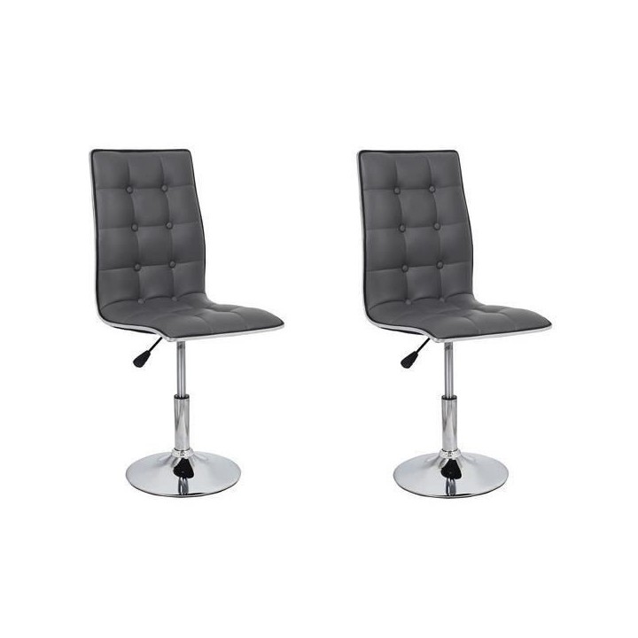 LEAF Lot de 2 chaises de salle a manger - Simili gris - Contemporain -