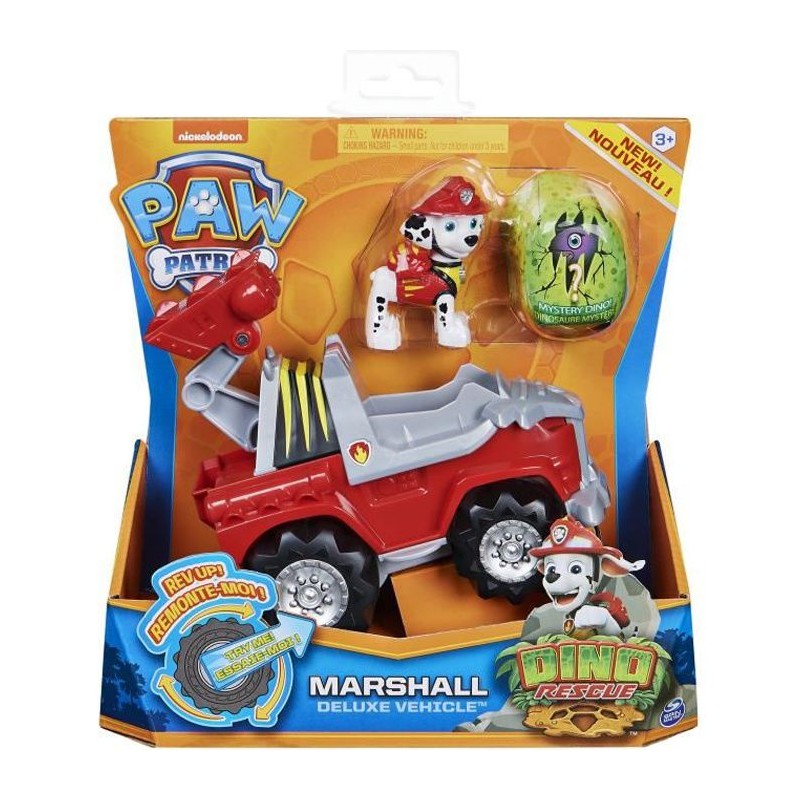 PAT PATROUILLE - VEHICULE + FIGURINE DELUXE MARCUS DINO RESCUE Paw Patrol - 6059518 - Voiture a remonter Jeu Jouet Enfant 3 ans