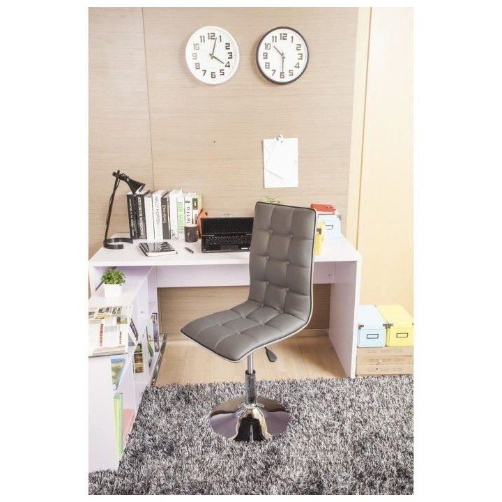 LEAF Lot de 2 chaises de salle a manger - Simili gris - Contemporain -