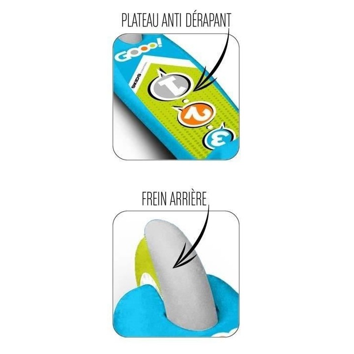 SKIDS CONTROL Trottinette steering - Bleu - 3 roues