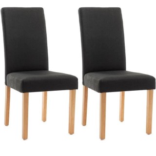 ELYNA Lot de 2 chaises de salle a manger - Pied bois naturel - Tissu g
