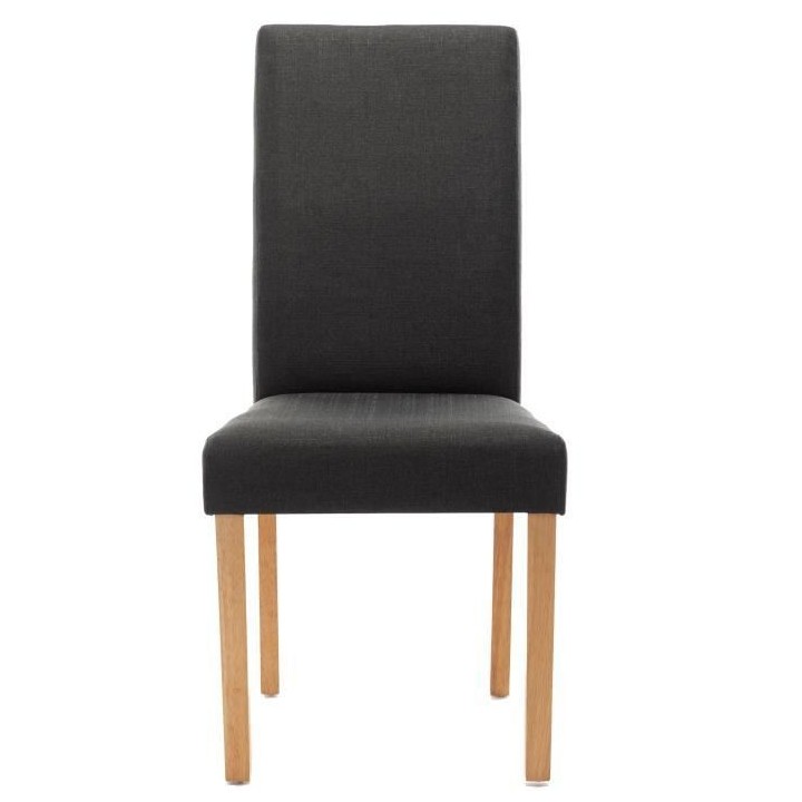 ELYNA Lot de 2 chaises de salle a manger - Pied bois naturel - Tissu g